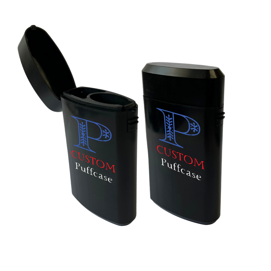 custom branded puffcase. custom branded lighter and joint holder